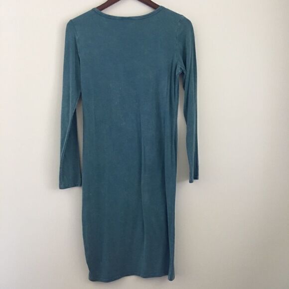 LuLaRoe Acid Wash Teal Debbie Long Sleeve Dress - Picture 7 of 7